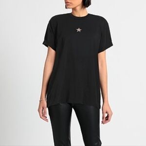Stella McCartney Little Star Black Rolled Short Sleeve Rinestone Star T-Shirt
